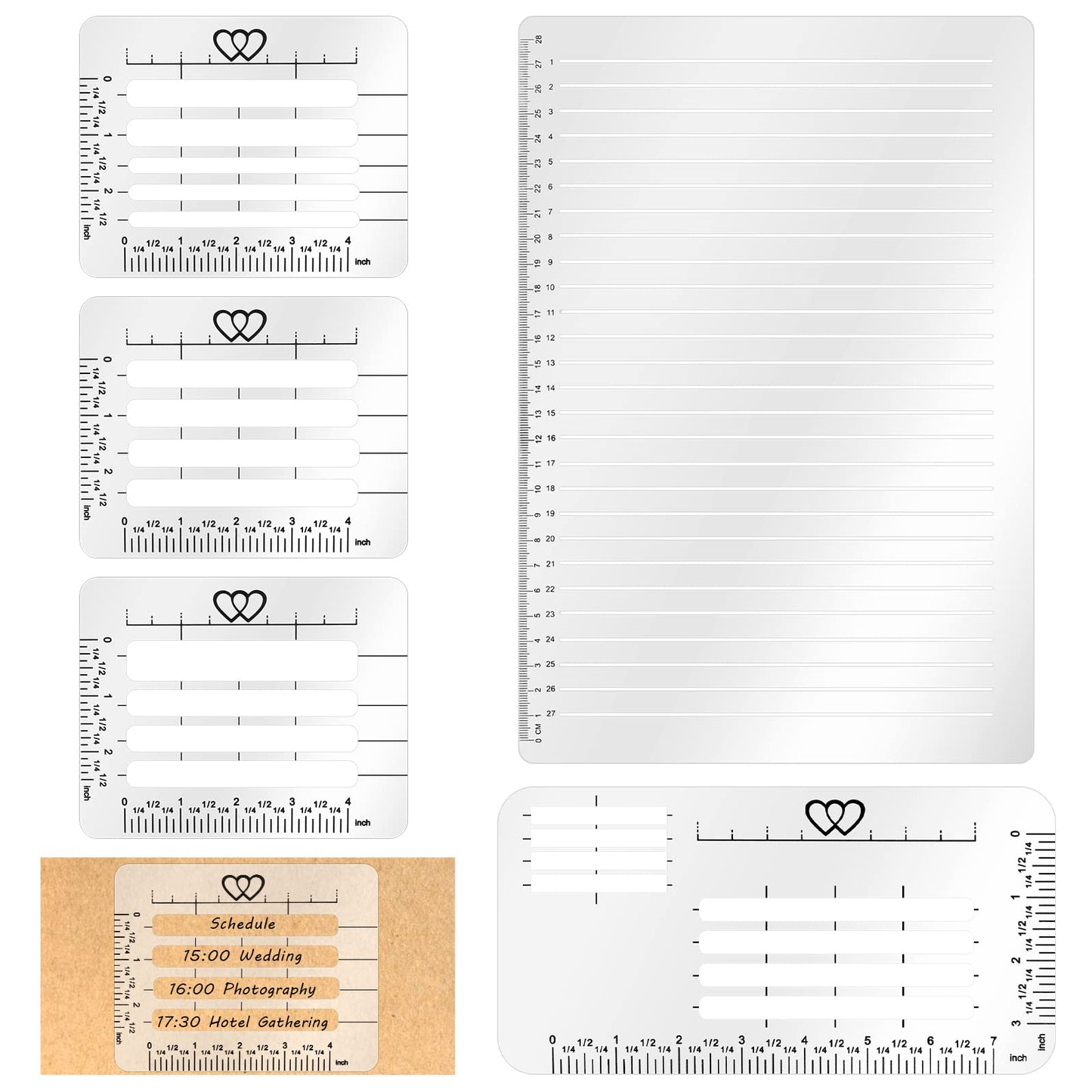 Straight Line Stencil Template for Journaling and Envelope Addressing Guide Stencil Templates Set Plastic Scale Writing Calligraphy Ruler Line Guide 5 Pack