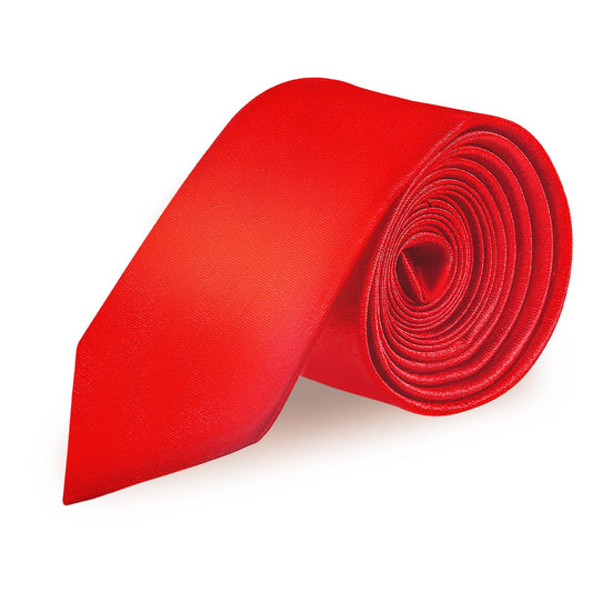 KALIONE Men's Ties, Solid Color Thin Tie, Formal Satin Neck Ties Costume Accessories for Men Women, Red