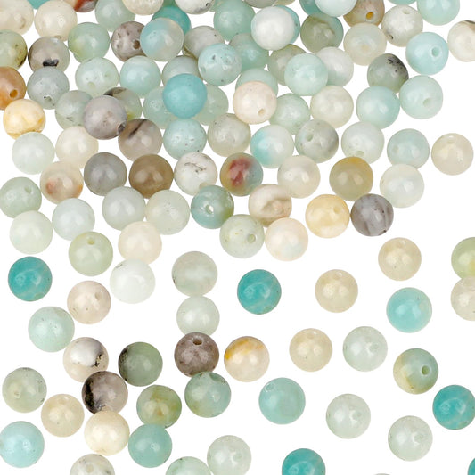 120 pcs Craft Beads with Hole, Natural Gemstone Beads for Jewelry Making Round Beads with Hole Bracelet Beads Round Beads for Jewelry Crafts Threading DIY Bracelet Necklaces Making