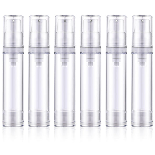 KALIONE 6 Pack Airless Pump Bottles Dispenser,10ml Clear Refillable Travel Pump Bottles, 0.34Oz Cream Lotion Pump Bottles Containers, Vacuum Cosmetic Containers with Pump