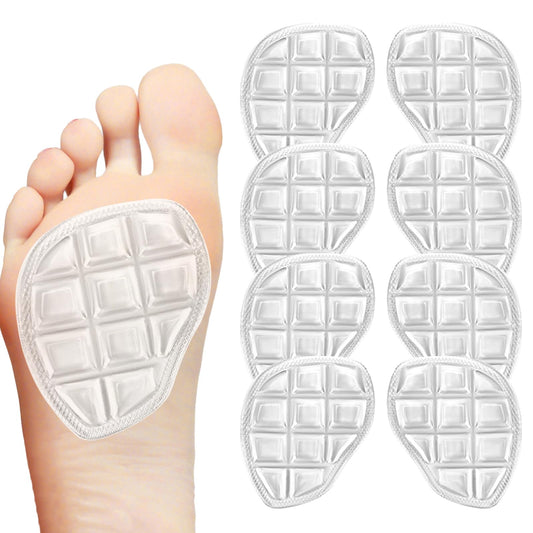 4 Pairs Ball of Foot Cushions, Metatarsal Pads for Women, Gel Ball Feet Pads, Reusable Ball of Foot Cushions,Forefoot Pads for Foot Pain,Forefoot Support,Anti-Slip,Women,Men(8 Pieces,Clear)