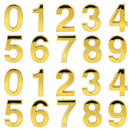 20Pack Mailbox Numbers 0-9, 2 inch High Address Sign Number Stickers Gold House Numbers Gold House Numbers for Outside and House Doors Office Wall Apartment Decorative, Mailbox Number Stickers