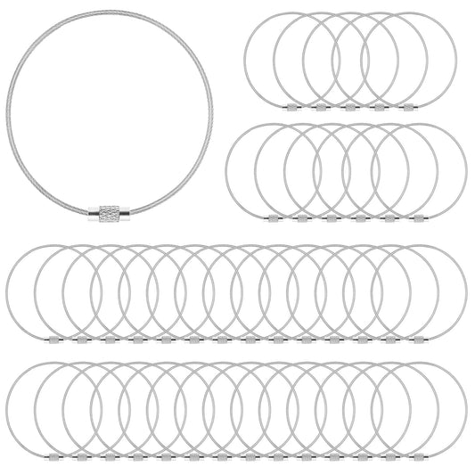 40 Pack 6 inch Coated Wire Keychain Cable Key Rings, Wire Luggage Tags Cable Loops, Stainless Steel Key Tags Loops, Large Metal Wire Keychains Key Rings, ID Tag Keepers