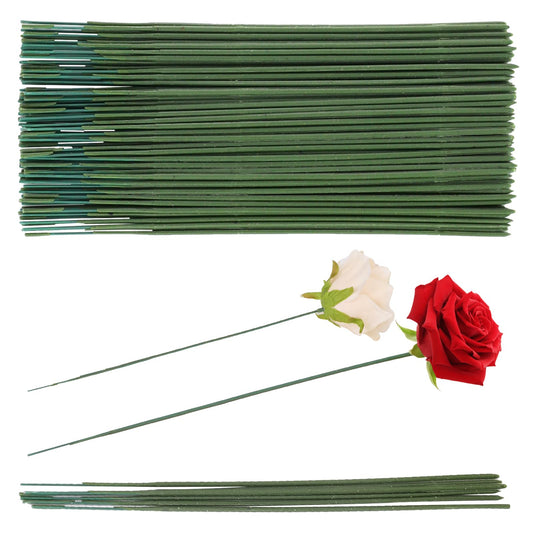 KALIONE 100 Pcs Plastic Floral Stem Plastic Flower Stems Artificial Floral Rod Flower Stem Green Floral Wire Sticks Stem Green Flower Sticks Plant Stub Wire DIY Crafts Bouquet Stem(10 inch/25 cm)