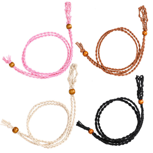 KALIONE 4 Pack Necklace Cord Empty Stone Holder Crystal Stone Holder Necklace Adjustable Rope Necklace Crystal Holder Necklace Multicolor Necklace Cords for Necklace Bracelet DIY Jewelry Crafts Making