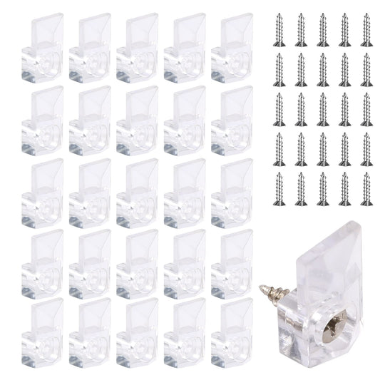 Mirror Holder Clips Pack, 25Sets Mirror Mounting Clips Kit, Glass Mirror Frame Retainer Clips Mirror Brackets Mirror Hanger Clips for Frameless Mirror, Mirror Hanging Hardware with Screw for Wall Door