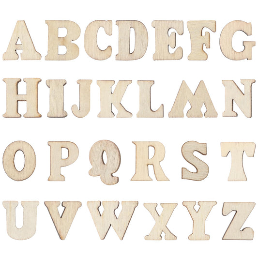 104Pcs Mini Wooden Letter Templates 15MM Small Wooden Alphabet Letters for DIY Craft Letters A-Z Home Decor, Early Educational Learning, Signs and Arts