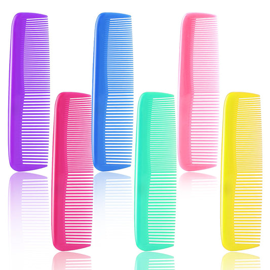 24 Pack Hair Combs for Women Portable Comb Set Plastic Colorful Plastic Comb Fine Tooth Comb Wide Tooth Comb Fine Dressing Comb Small Comb (6 Colors)