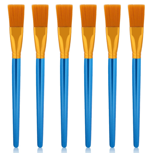 6Pcs Flat Paint Brushes for Acrylic Painting 1 inch Watercolor Acrylic Paint Brush Synthetic Nylon Oil Painting Brushes for Acrylic, Watercolor, Oil, Crafts, Face Body Art