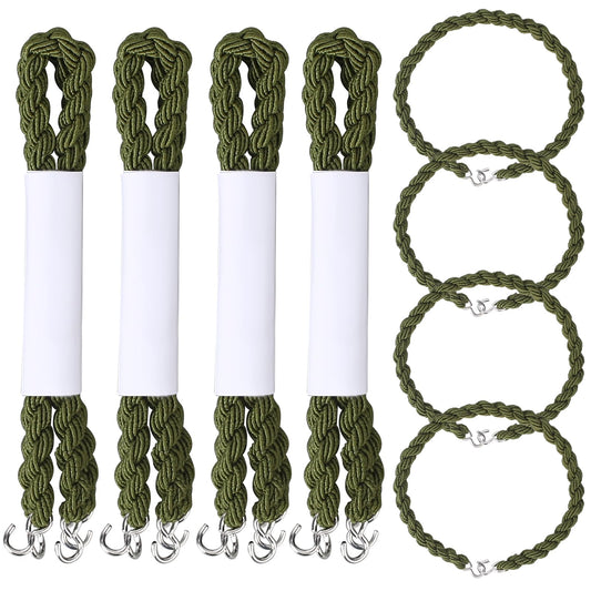 KALIONE Elastic Boot Bands Military Elastic Boot Straps Shoelace with Metal Hooks, Elastic Boot Straps Military Boot Bands Blousing Garters(12 Pcs Green)