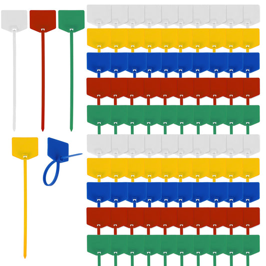 100 Pcs Plastic Waterproof Tags Shipping Tags for Labeling Multicolor Self Locking Nylon Writable Marker Ties Zip Tie Label Writable Marker Ties Luggage Identification Tags Hang Tags 5 Colors