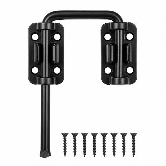 Sliding Door Loop Lock, Door Security Latch, Stainless Steel 4 Inch 90/180 Degree Installation Latches Doors Lock U-Bolt Locks Security Latch for Uneven Toilet Fence Garage Barn Doors Locks