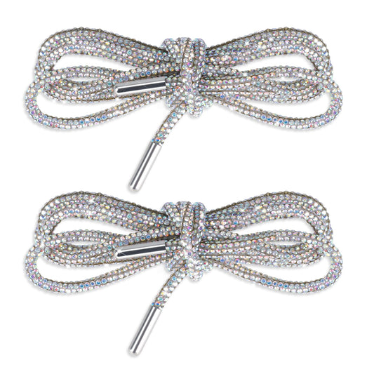 KALIONE 2 Pieces Glitter Shoe Laces Bling Rope Shoe Laces Rhinestone Hoodie String Shiny Rhinestone Shoe Laces for Sneakers Sweatpants Bags Accessories(Rainbow)