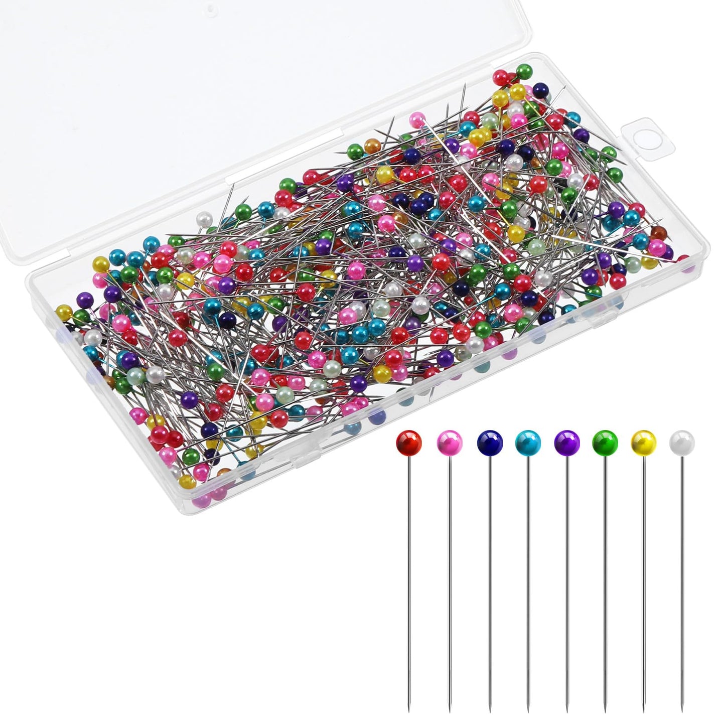 Pack of 300 Pins with Head, 55 mm Colourful Pins Sewing
