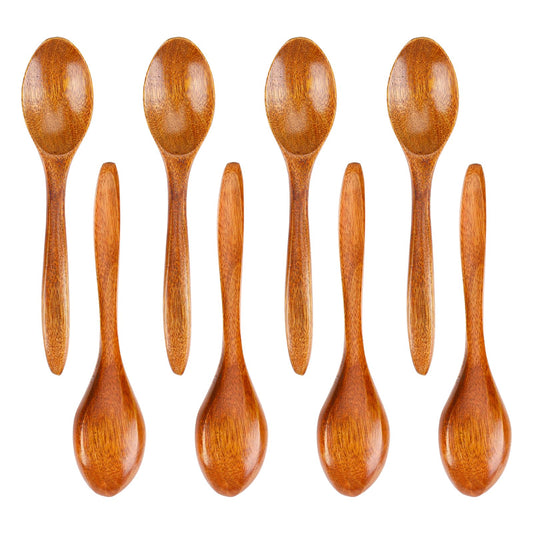 8 Pcs Wooden Spoons Wooden Cooking Utensils, 5.7 Inch Spoons for Tea Honey Teaspoon for Coffee, Wooden Spoons for Cooking, Serving Spoons Wooden Teaspoon for Cooking Honey