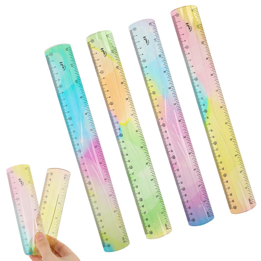 30cm/12 inch Flexible Ruler, Student Ruler Plastic Ruler, Bendable Ruler, Ruler for Kids, Plastic Bendable Ruler, Unbreakable Ruler 12 inch, Plastic Ruler with Inches and Centimeters