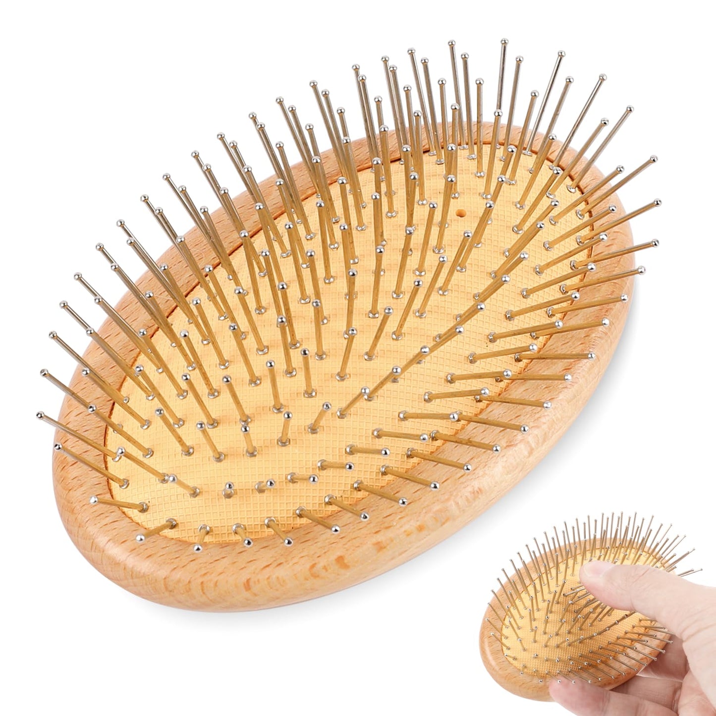 Wooden Hair Brush, Scalp Massager Hair Growth Dog Brushes Massager Brush Without Handle, Steel Needle Massages the Scalp, Prevents Static Electricity Natural Wood, For Relieve Fatigue