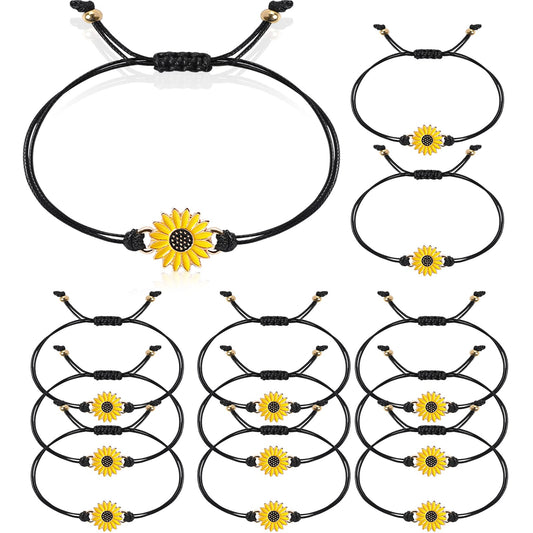 Sliverdew 20 Pcs Handmade Sunflower Bracelets