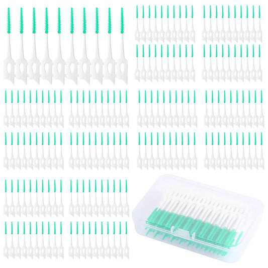 160 Pcs Dental Floss Brushes, Tooth Floss Picks, Dental Tooth Flossing with Storage Case for Brush Tool Tooth Cleaner Suitable for All Kinds of People for Cleaning Braces Gaps Between Teeth(Green)