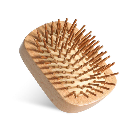 Natural Bamboo Hair Brush, Small Wood Hair Brush for Hair Growth Wooden Scalp Massager Travel Detangling Hairbrush Air Cushion Hair Brushes for Women and Men All Hair Types, Ease of Holding