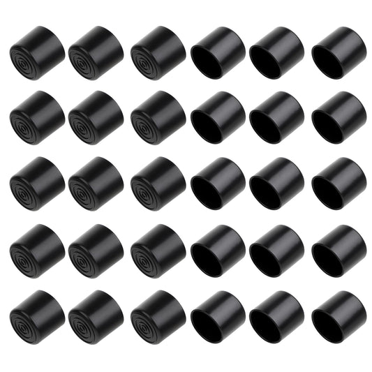 30 Pcs Rubber Furniture Leg Caps 1” Chair Leg Floor Protectors Non-Slip Round Furniture Feet Caps Black Furniture Leg Covers for Patio Indoor Rubber End Caps Prevent Floor Scratches