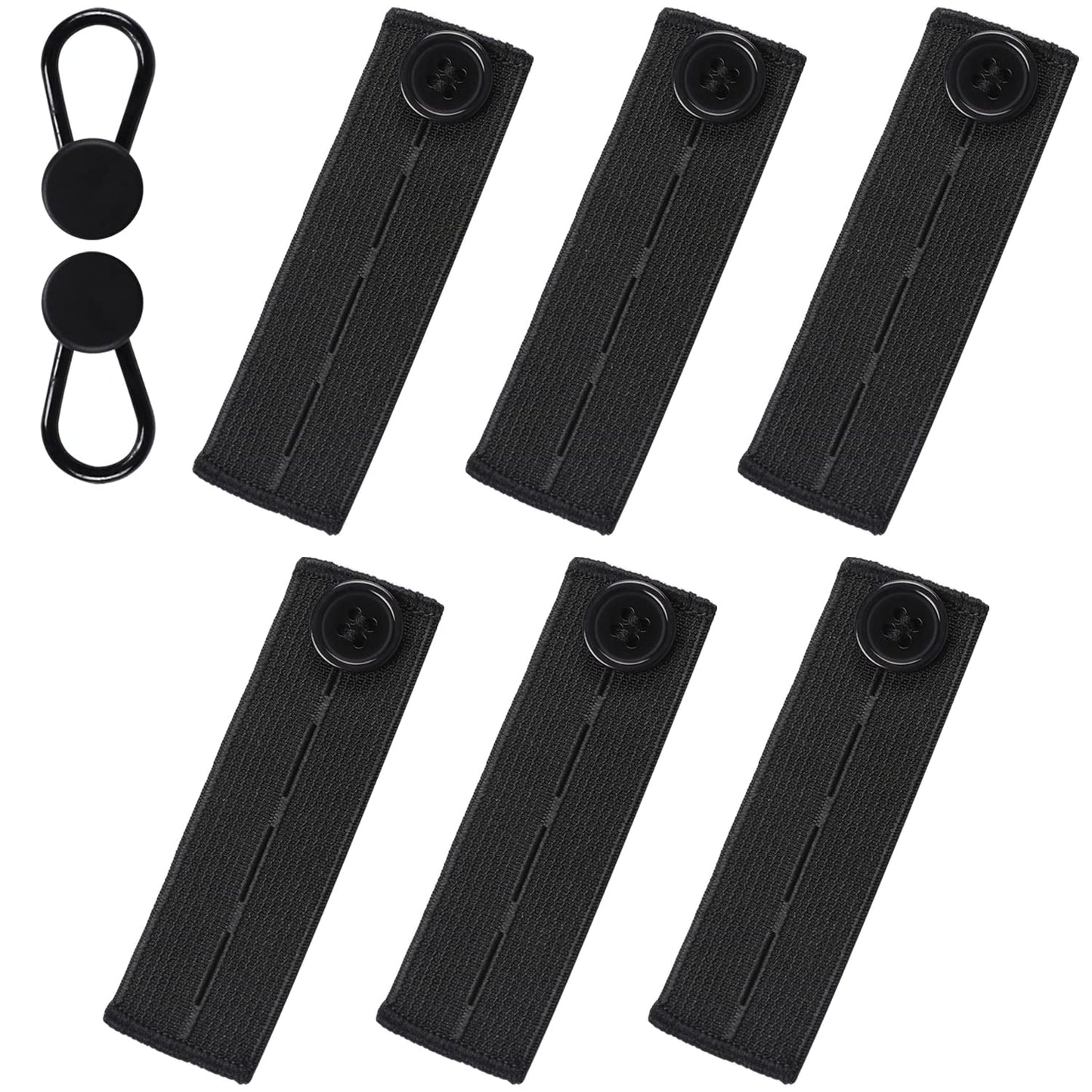 Elastic Button Extender,8pcs Adjustable Waist Band Extenders Black Button Extenders Jeans Pants Button Extender for Men and Women
