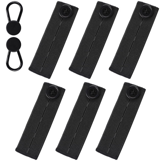 Elastic Button Extender,8pcs Adjustable Waist Band Extenders Black Button Extenders Jeans Pants Button Extender for Men and Women