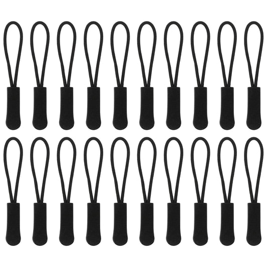 20Pcs Zipper Pull Replacement Zipper Pulls Replacement Zipper Tabs Black Zipper Puller Extender Helper for Backpacks, Jackets, Luggage, Purses, Handbags, Boots, Pants, Coats