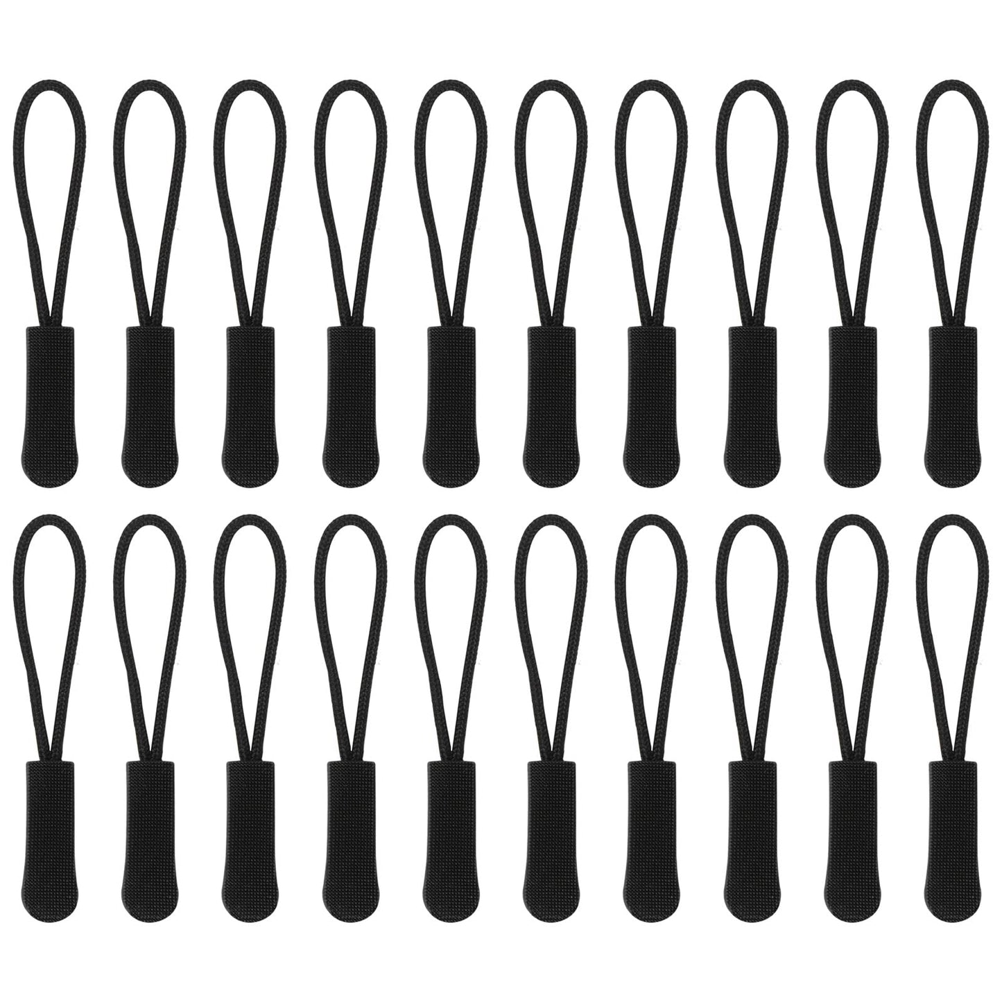 20Pcs Zipper Pull Replacement Zipper Pulls Replacement Zipper Tabs Black Zipper Puller Extender Helper for Backpacks, Jackets, Luggage, Purses, Handbags, Boots, Pants, Coats