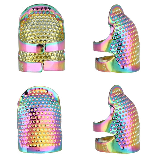 Pack of 4 Sewing Thimble Adjustable Thimble for Sewing Copper Finger Protection Sewing Thimble Ring Metal Dazzling Bright Thimble Ring Finger Metal Shield Protection Accessories for Hand Sewing Crafts