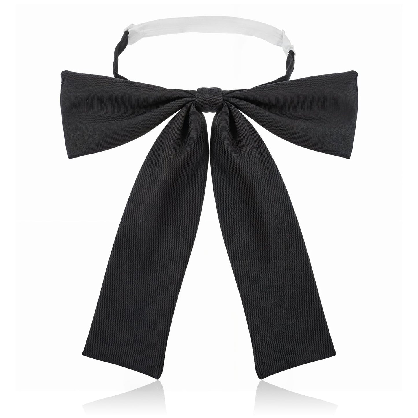 Qulkws Western Bow Ties for Men Women Black Satin Ribbon Bow Tie Pre-tied Adjustable Bowties for Uniform Shirt Party Wedding