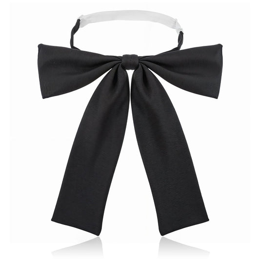 Qulkws Western Bow Ties for Men Women Black Satin Ribbon Bow Tie Pre-tied Adjustable Bowties for Uniform Shirt Party Wedding