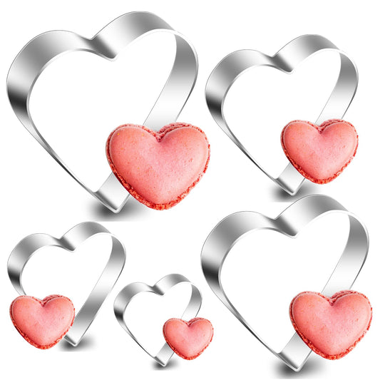 Heart Cookie Cutter Set, 5 Pack Mini Biscuit Cutters Stainless Steel Basic Shapes Love Cookie Cutter DIY Molds for Kids Holiday Wedding Birthday Party