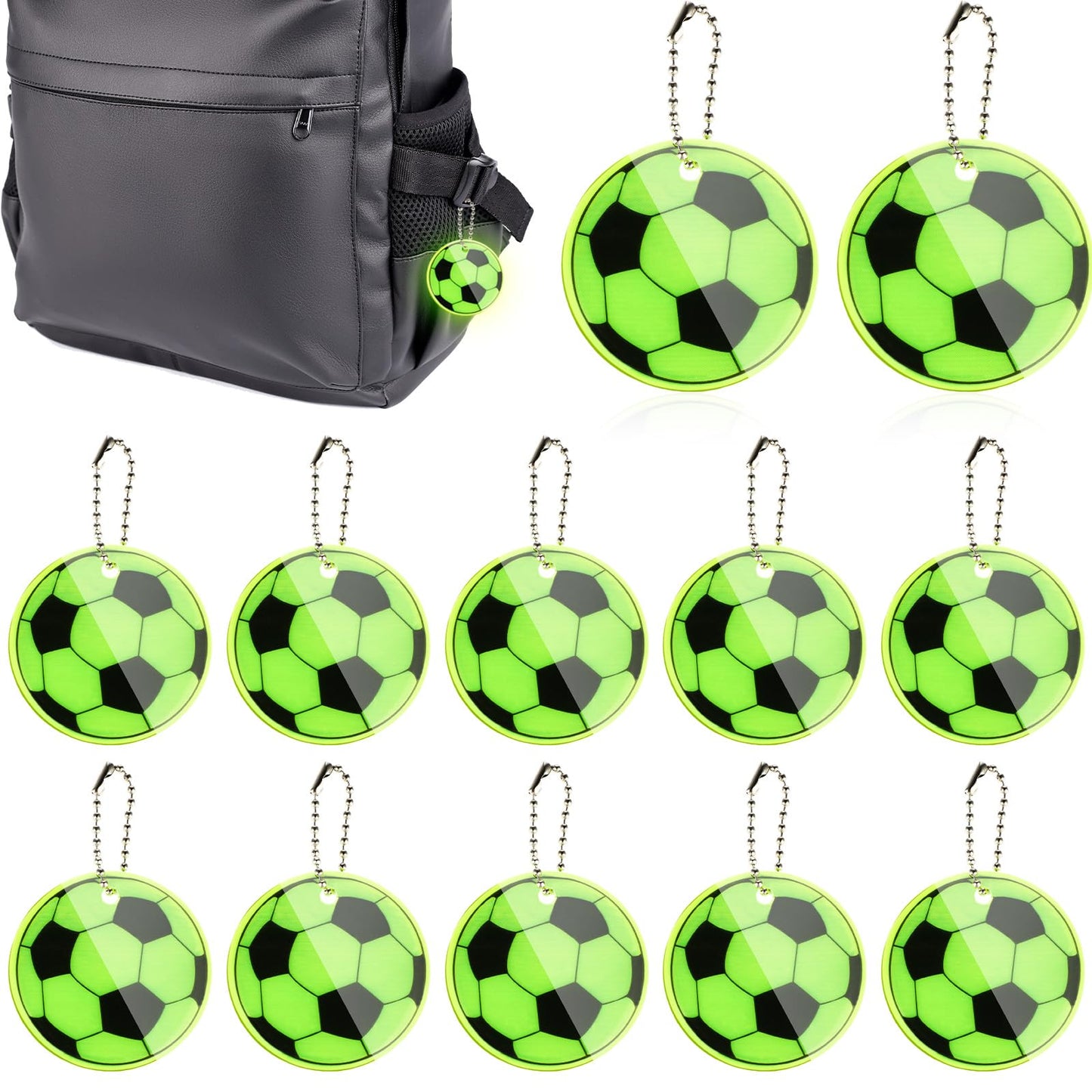 12 Pieces Reflector Pendant, Safety Reflector Pendant, Reflective Football Pendant, School Bag for School Bags, Clothes, Keys, School Bag, Bicycle