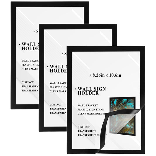 A4 Magnetic Photo Frames Self Adhesive Magnetic Display Frame, Sign Holder Document Holder, Self-Adhesive Frames Display Picture Frames Document Poster Paper Holder for Office Home Wall Door(A4-Black)
