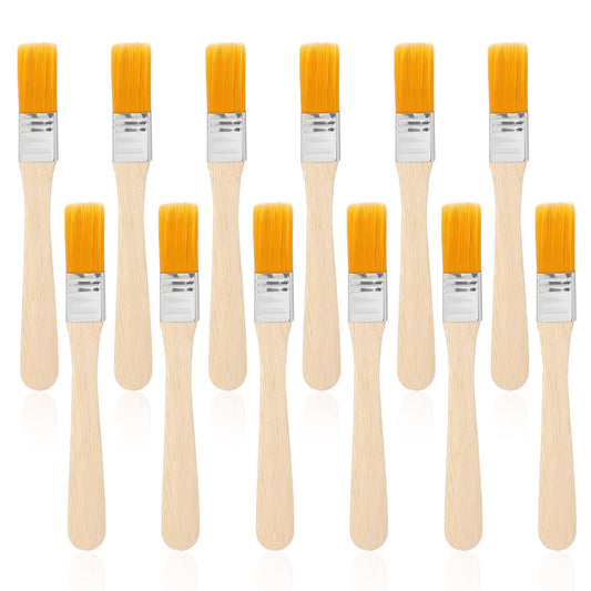 12 Pcs Paint Brush 5 Inch Trim Painting Tool Soft Bristle with Wood Handle Small Paint Brushes for Wall, Touch Up, Cabinets, Fences, Edge Painting Tool(5 x 0.65Inch,Yellow)