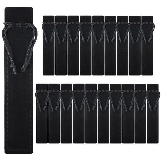 Mozeat Lens 20 Pcs Velvet Pen Pouch Bags Drawstring Pen Pouch Single Pen Sleeve Holder Pen Gift Bag Pencil Bag Case Multipurpose Pen Pouches for Adult Office Business Supplies