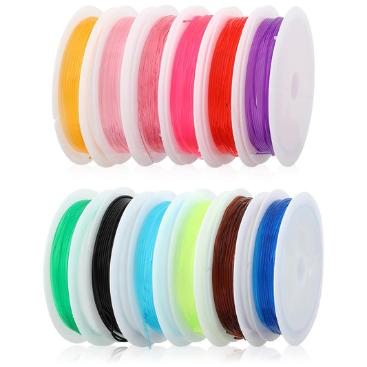 12 Roll Bracelets String, Elastic String for Bracelets, High Stretch Beading Elastic String Bead Cord Crystal Beading Wire for Beading Bracelets Necklace Jewelry Making