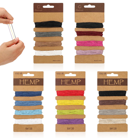 20 Color Thread Cord for Jewelry Making, 1mm Thread Cord Multi-Color Hemp Thread Natural Flax String Cord for Handmade Bracelets Keychains Jewelry Craft Making Accessories, 100 Yards in Total