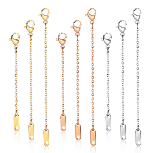 Necklace Extender,9 PCS Silver Gold and Rose Gold Chain Extenders Jewelry Extenders with Lobster Claw Clasp, 2" / 3" / 4" Chain Extension for Necklaces Chokers Braclets Anklets Jewelry Making Supplies