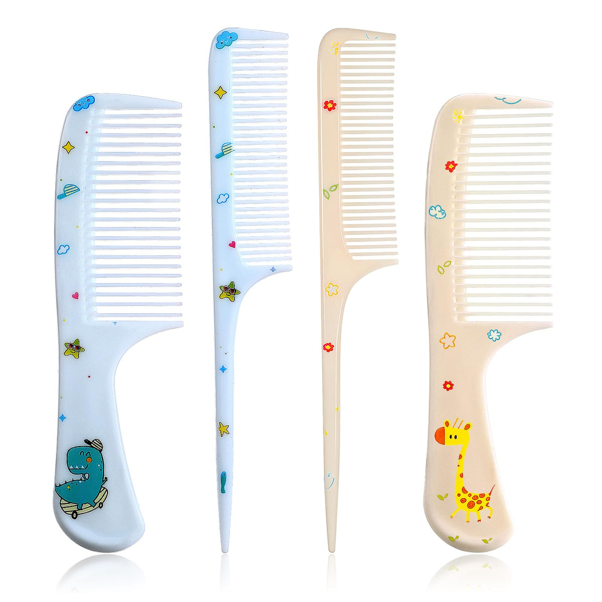 Cute Hair Comb Set, 4 Pcs Toddler Hair Brush Fine Tooth Rat Tail Comb