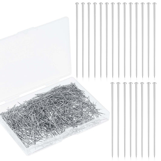 1000PCS Flat Head Sewing Pins Straight Fine Pins 26mm Flat Head Stainless Steel Tailor Needles with Box for Jewelry Sewing DIY Crafts Clothing Design