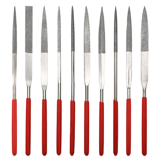KALIONE 10Pcs Diamond Needle File Set, Mini Metal File Diamond File Set, Miniature and Model Files, Small File Jewelry Stone Carving Tools(4x160mm)