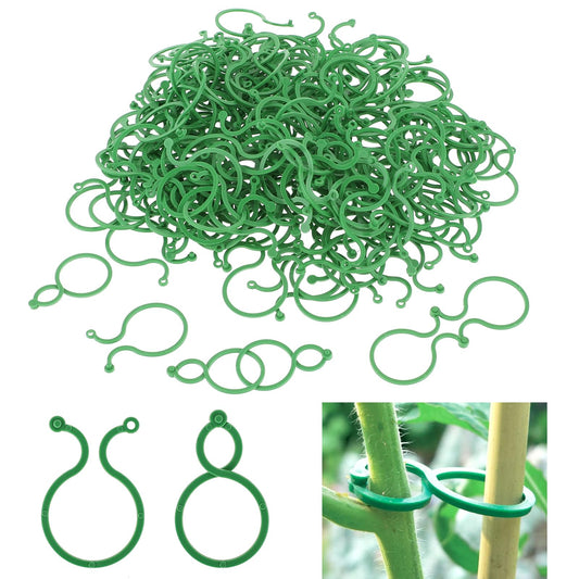 Pack of 500 Plant Clips Plant Clips Attachment Secured Plants Clip Garden Plant Clips Plastic Climbing Plant Clips Plant Clips to Support Plants Securing (Green)
