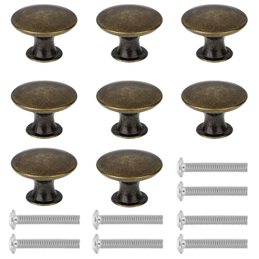 Antique Bronze Cabinet Knobs 8 Pcs Drawer Handles and Knobs Brass Knobs Vintage Delicate Design Round Pulls 30mm Yellow Bronze Kitchen Drawer Dresser Knobs with Screws for Dresser Cupboard Bathroom