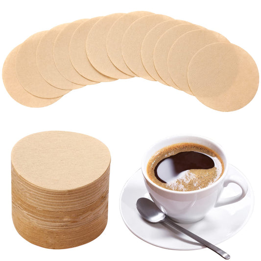 300 Pcs Unbleached Coffee Filter Papers Natural Coffee Filter Paper 64mm Round Coffee Filters Replacement Cup Tea Maker Filters Brown Micro Paper Filter Espresso Makers