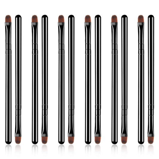 12 Pcs Bulk Lip Brush Mini Makeup Brush Eyeshadow Brush Concealer Brush Under Eye Flat Concealer Brush for Eye Face Concealing Primer Blending Buffing Makeup Setting(Black)