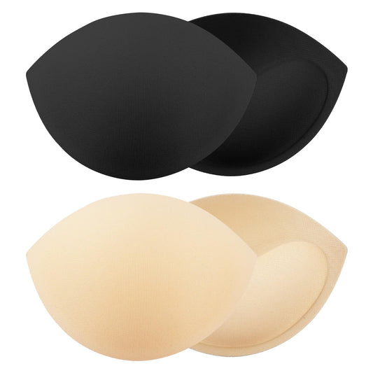 2 Pairs Bra Inserts Breast Enhancers, Women's Push Up Bra Pads Inserts, Large Cup Bust Lifter, Push up Swimsuit Pads, Breast Enhancer Cups, Add Cups Size Instantly Fits A Cup, Black & Skin Color