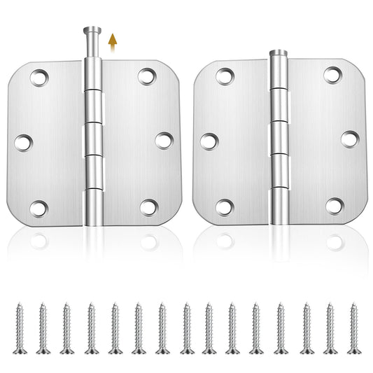Pack of 2 Door Hinges Stainless Steel Hinges Ball Bearing Foldable Large Heavy Duty Hinge with Screws 7.6 cm x 7.6 cm Door Hinge Adjustable Furniture Fittings for Wooden Door Garden Gate Outdoor