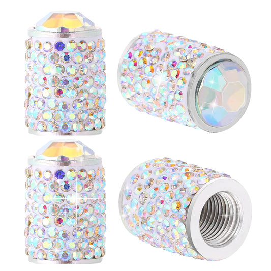 4 Pack Bling Crystal Car Valves Covers, Rhinestone Tire Stem Valve Caps for Cars, Cute Air Caps for Tires, Tire Caps Shinny Universal Dustproof Valve Cap for Cars Accessories